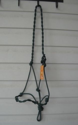 Green Rope Halter 4 Knot Twisted Bitless Bridle